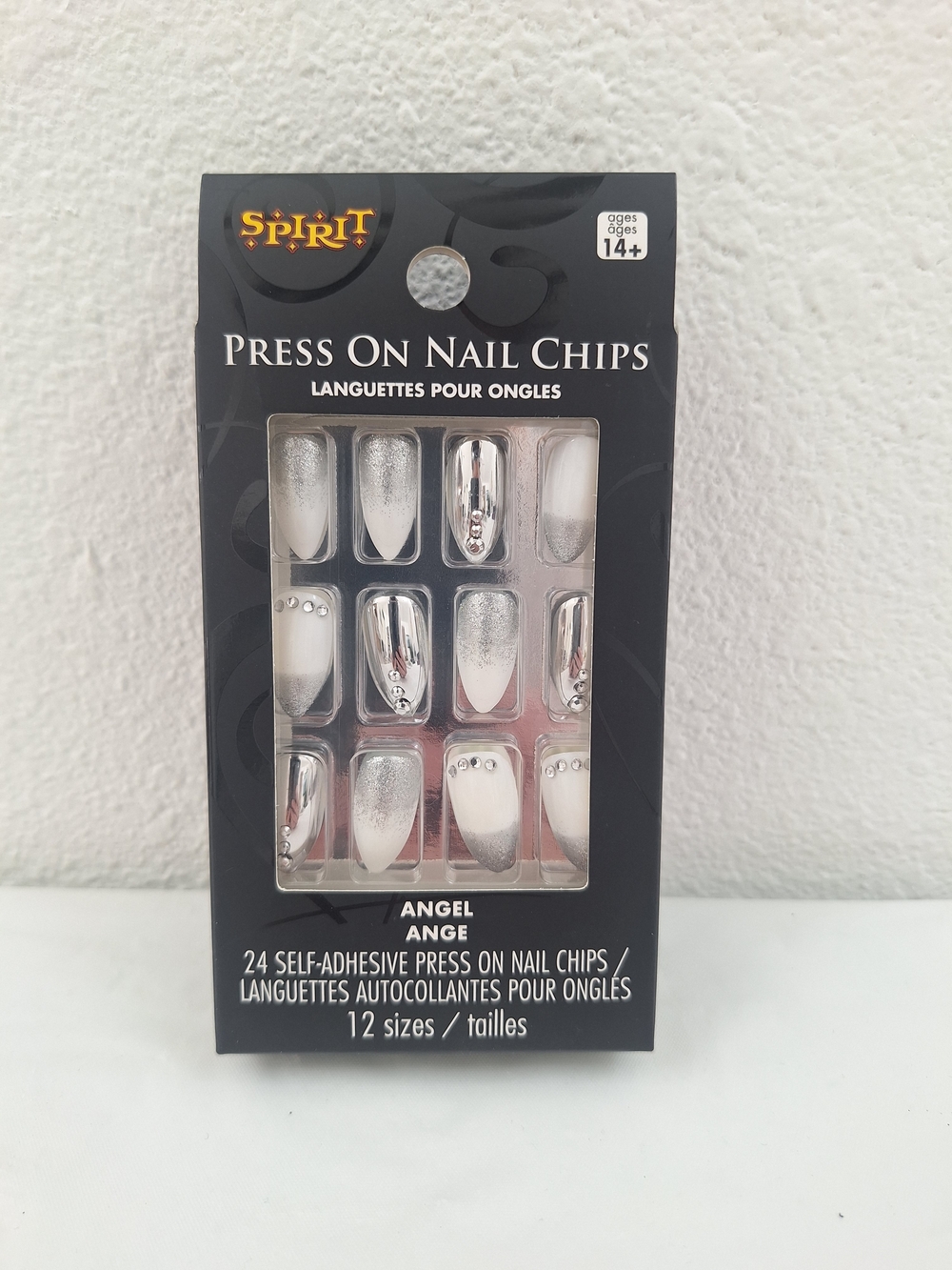 Spirit Press-On Nail Chips in Silver and White